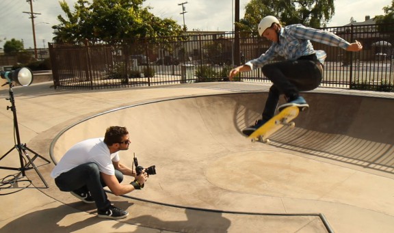 Chase Jarvis photographing skateboard action