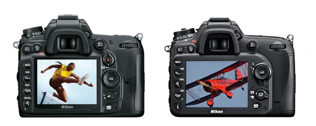 The new arrangement on the D7100 (right) is more ergonomic than the D7000 (left).